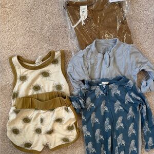 Baby Clothing Set with Sun and Bird Patterns